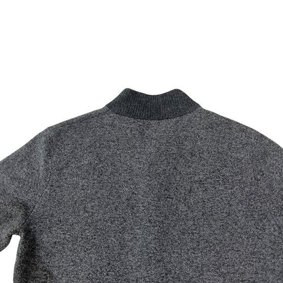 J.Crew Men's Charcoal Grey Two Tone Lambswool Bomber Cardigan SZ Large - Picture 6 of 10